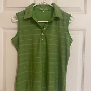 Women's Green Sleeveless Polo Top